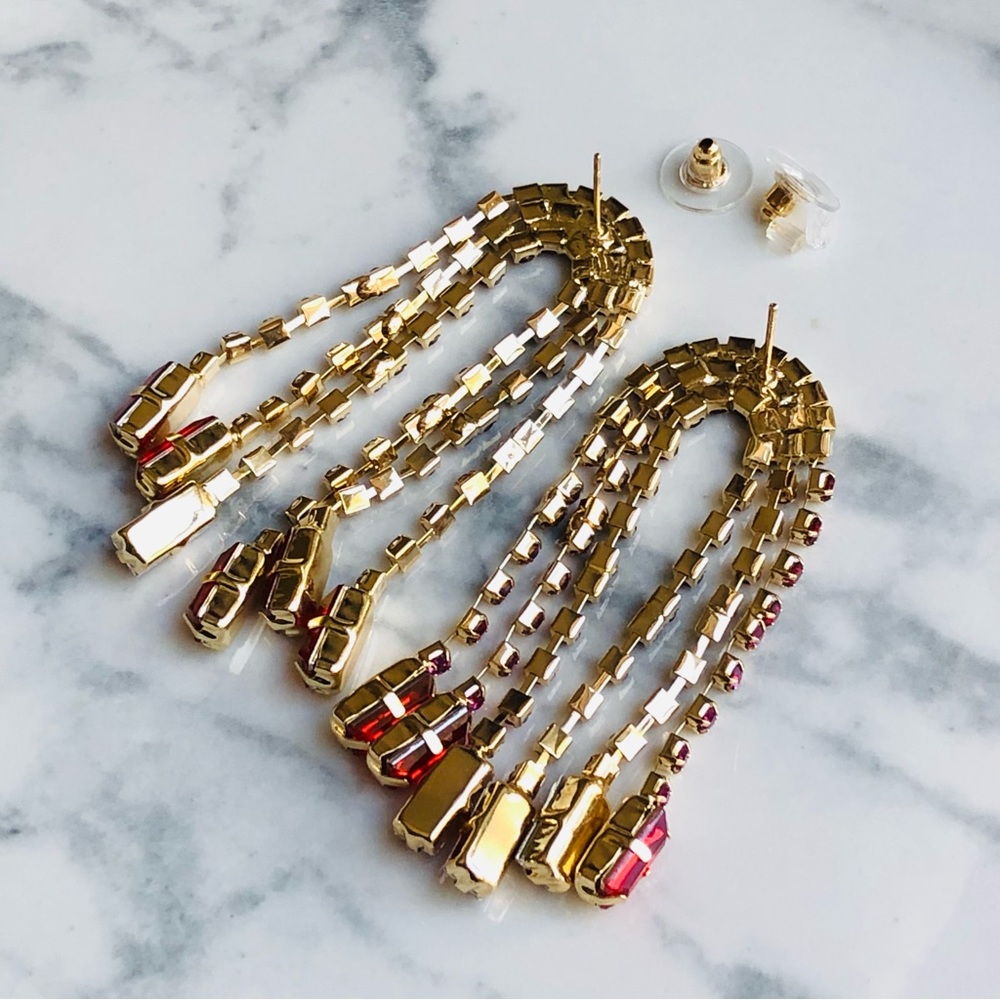 Rainbow Rhinestone Drop Earrings - Picture 7 of 13